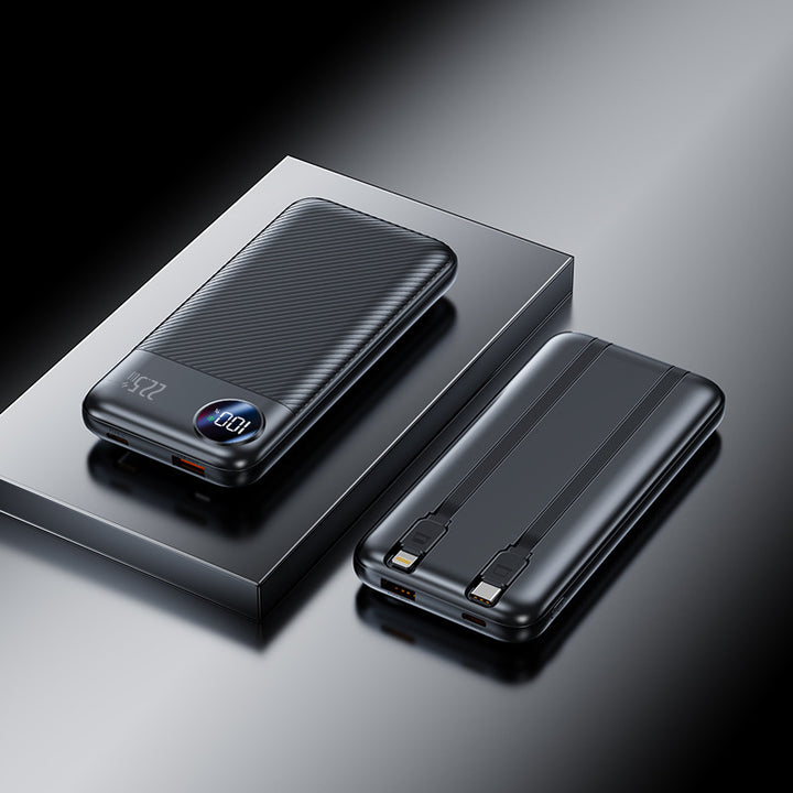 Portable power bank with integrated charging cables and digital display Kalsten