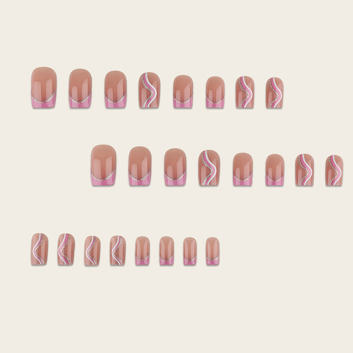 Artificial nails with elegant wave design and glitter accents Kalsten