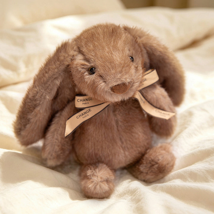 Squat Plush Bunny Cuddle Doll with Long Dropped Ears, Weighted Base & Grosgrain Ribbon Kalsten