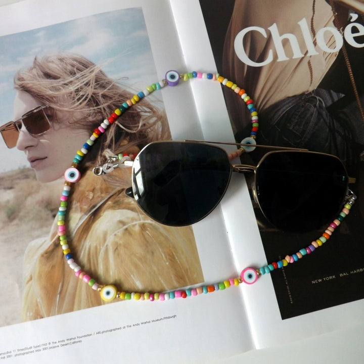 Colorful glasses holder chain with eye motifs Kalsten