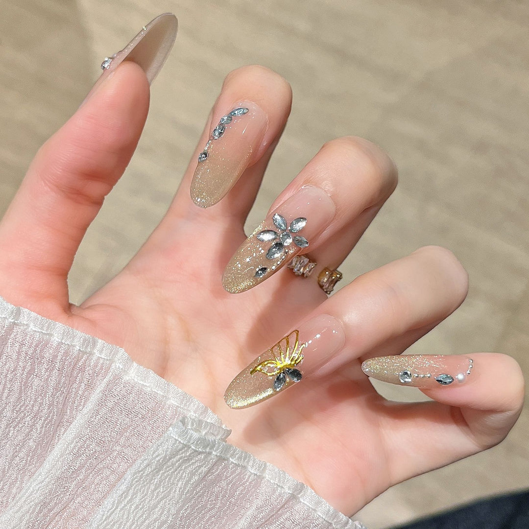 Artistic Glittery Nail Extensions Kalsten