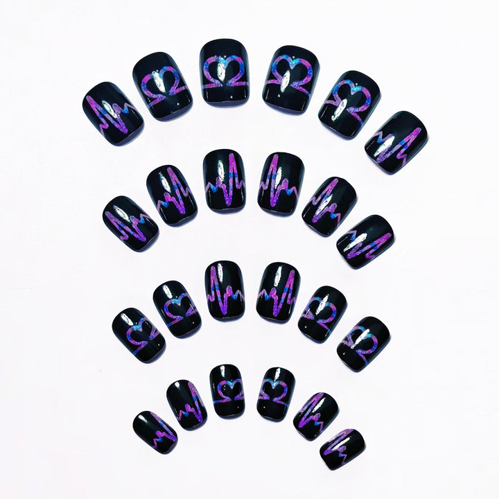 Artificial nail set with heart and EKG motif Kalsten