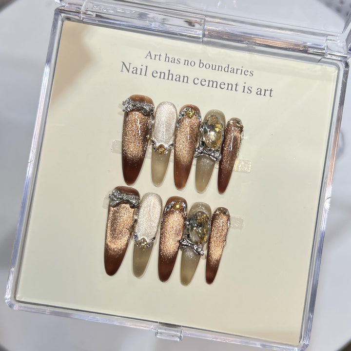 Artistic Stiletto Press-On Nail Set with Gemstone Accents Kalsten