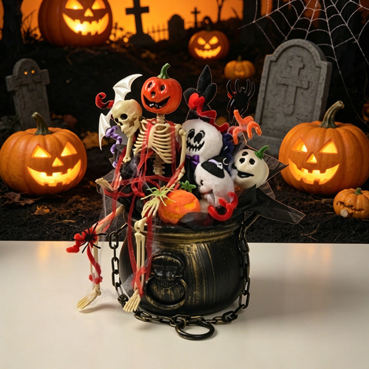 Halloween-Themed Decorative Cauldron Figure Kalsten