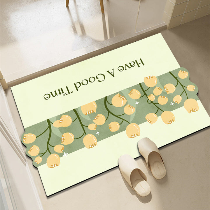 Cheerful Floral-Themed Welcome Mat