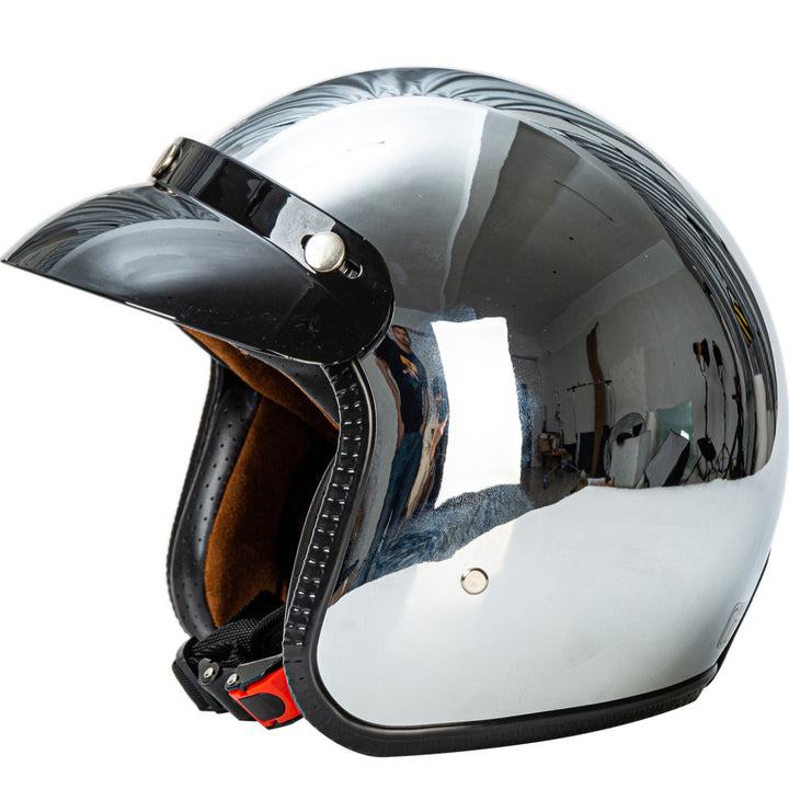 Retro Chrome Motorcycle Helmet Kalsten