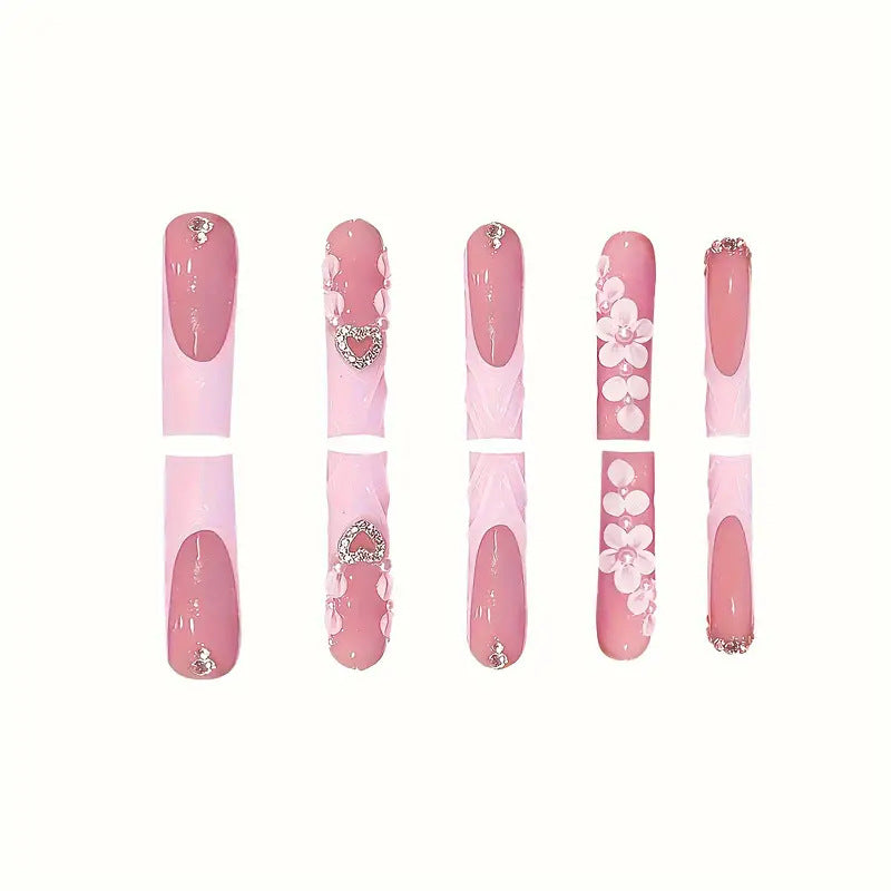 Decorative Floral Appliqué Press-On Nails Kalsten