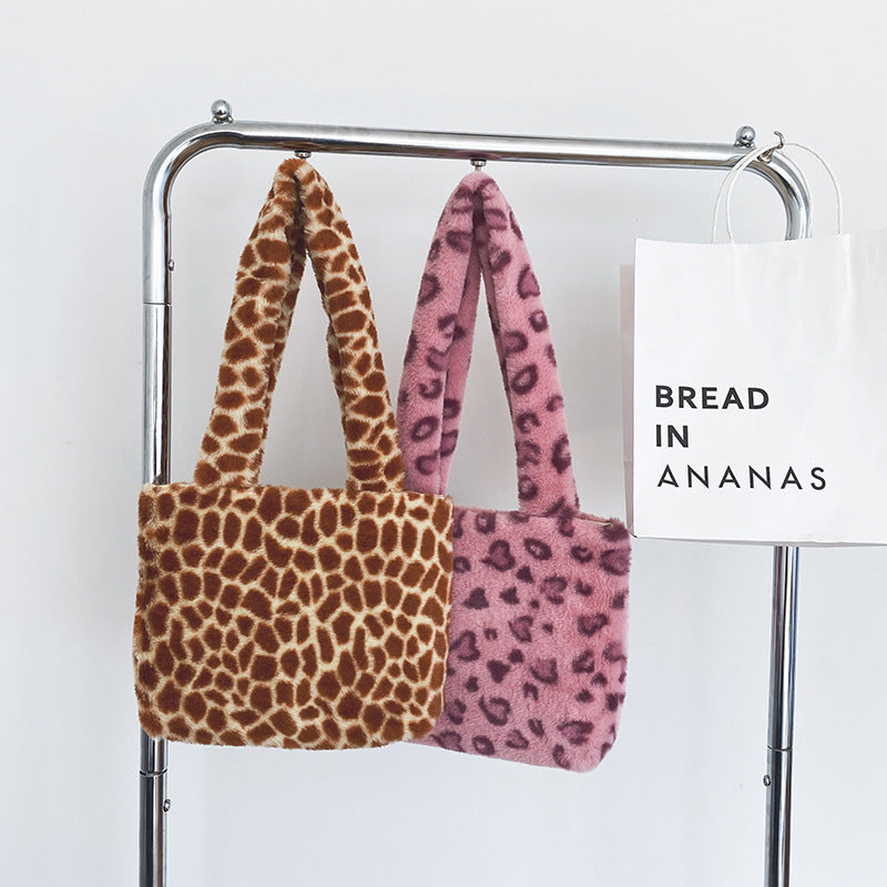 Plush Leopard Print Handbag