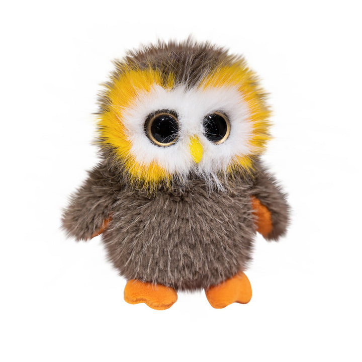 Plush Round Owl Collectible with Ultra-Soft Faux Fur & Large Glassy Eyes Kalsten