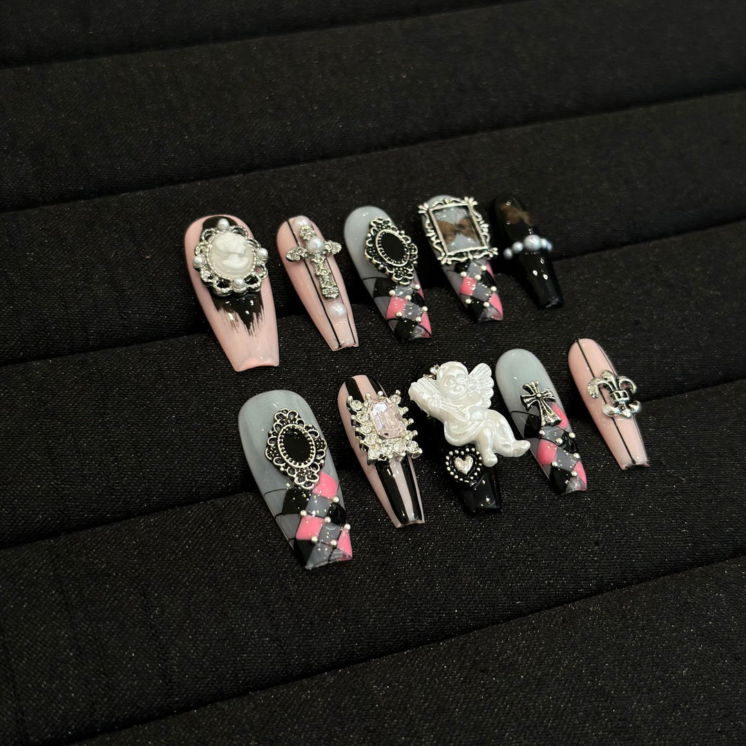 Decorative Gothic-Themed Press-On Nail Art Set