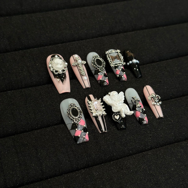 Decorative Gothic-Themed Press-On Nail Art Set