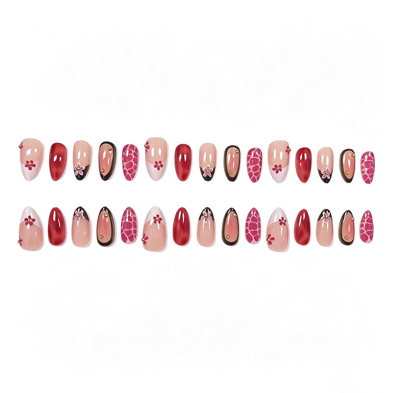 Elegant Floral Patterned Press-On Nail Art Kalsten