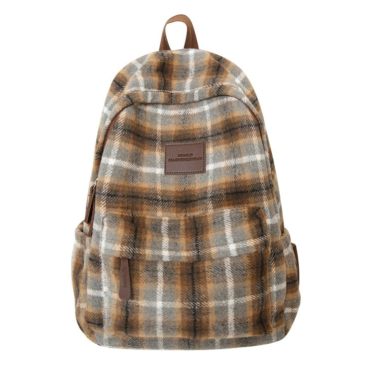 Cozy Plaid Patterned School Backpack Kalsten