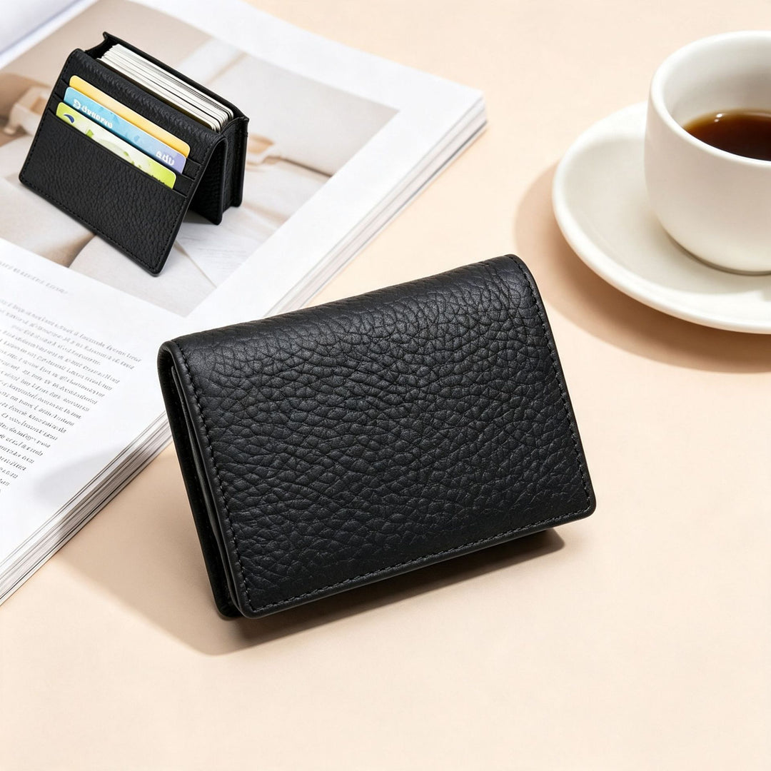 Textured Leather Credit Card Holder