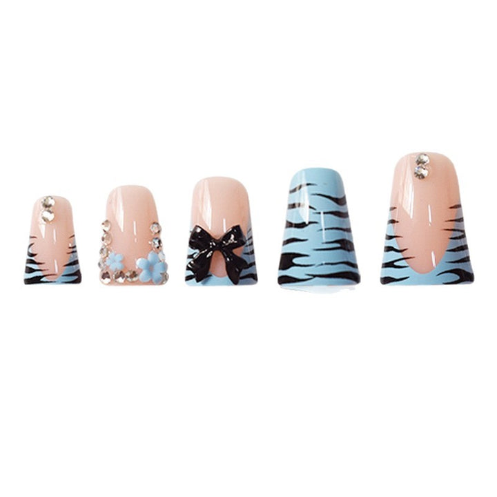 Decorative Press-On Nail Art Set with Bow and Gem Accents Kalsten