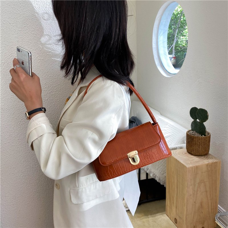 Textured Crocodile-Style Shoulder Bag