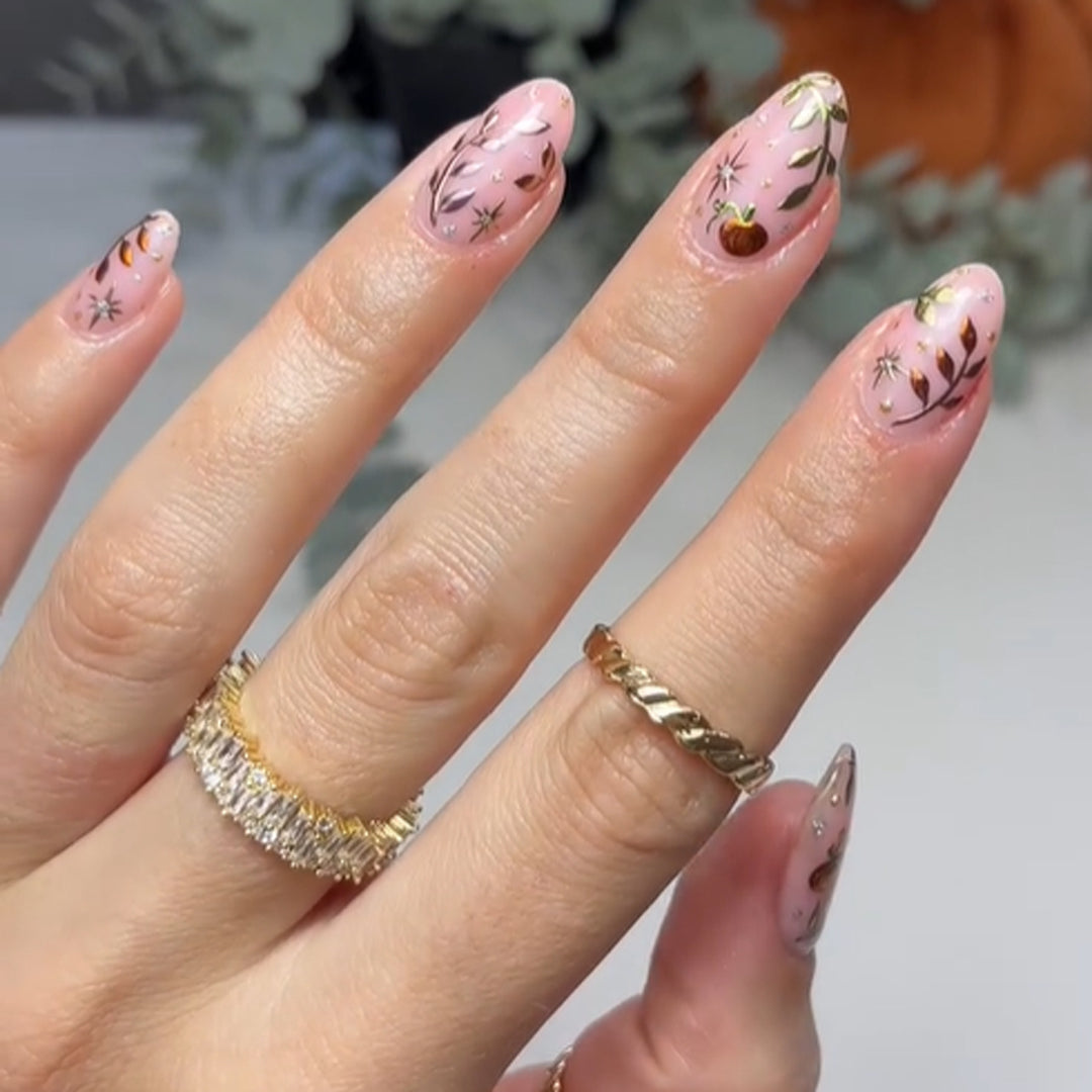 Artistic acrylic nails with elegant floral design Kalsten