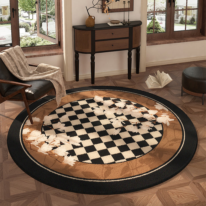 Round Floral Design Area Rug