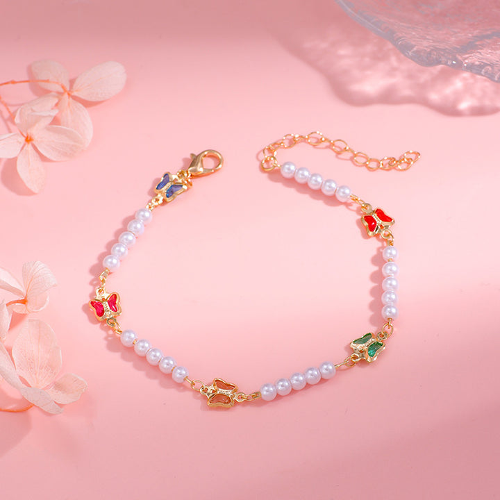 Pearl and Colorful Evil Eye Bracelet Kalsten
