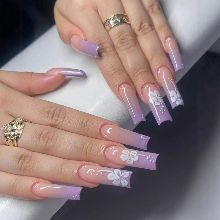 Decorative Floral Acrylic Nail Design Kalsten