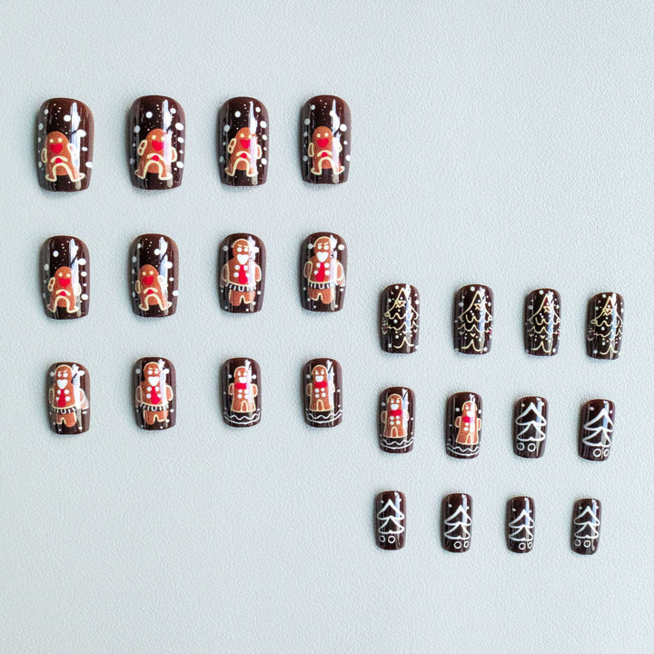 Festive Gingerbread Themed Nail Art Set