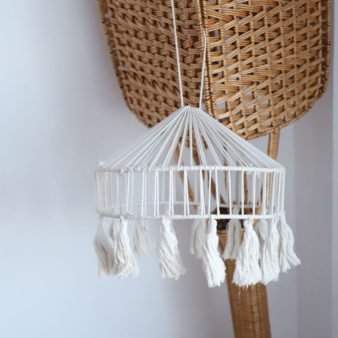 Elegant Macrame Hanging Lamp with Fringes Kalsten