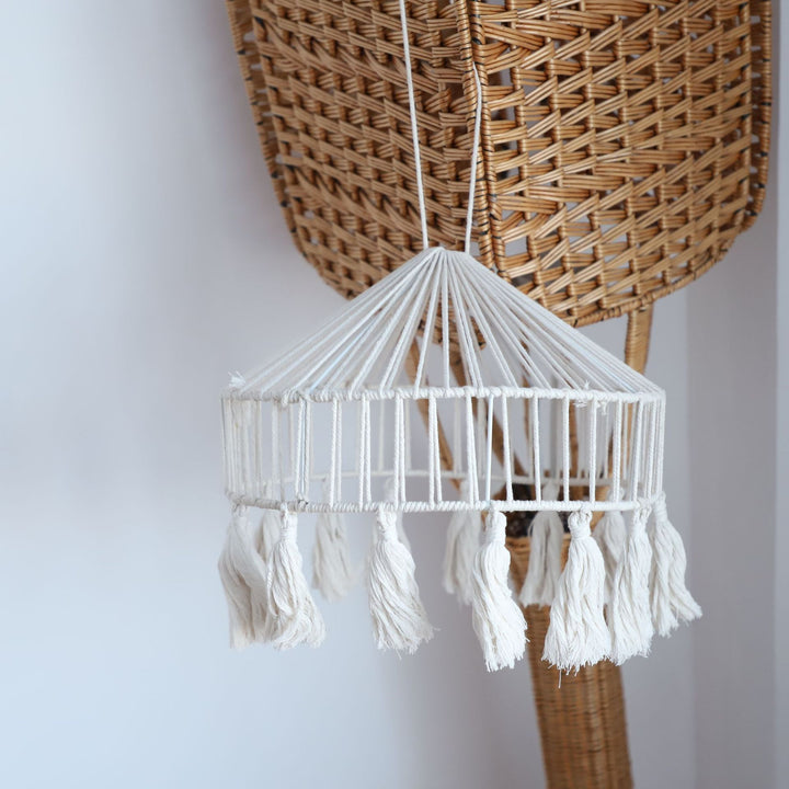 Elegant Macrame Hanging Lamp with Fringes Kalsten