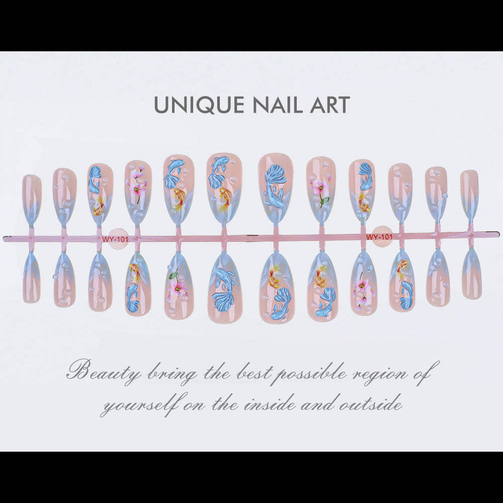 Artistic Floral-Design Press-On Nail Set Kalsten