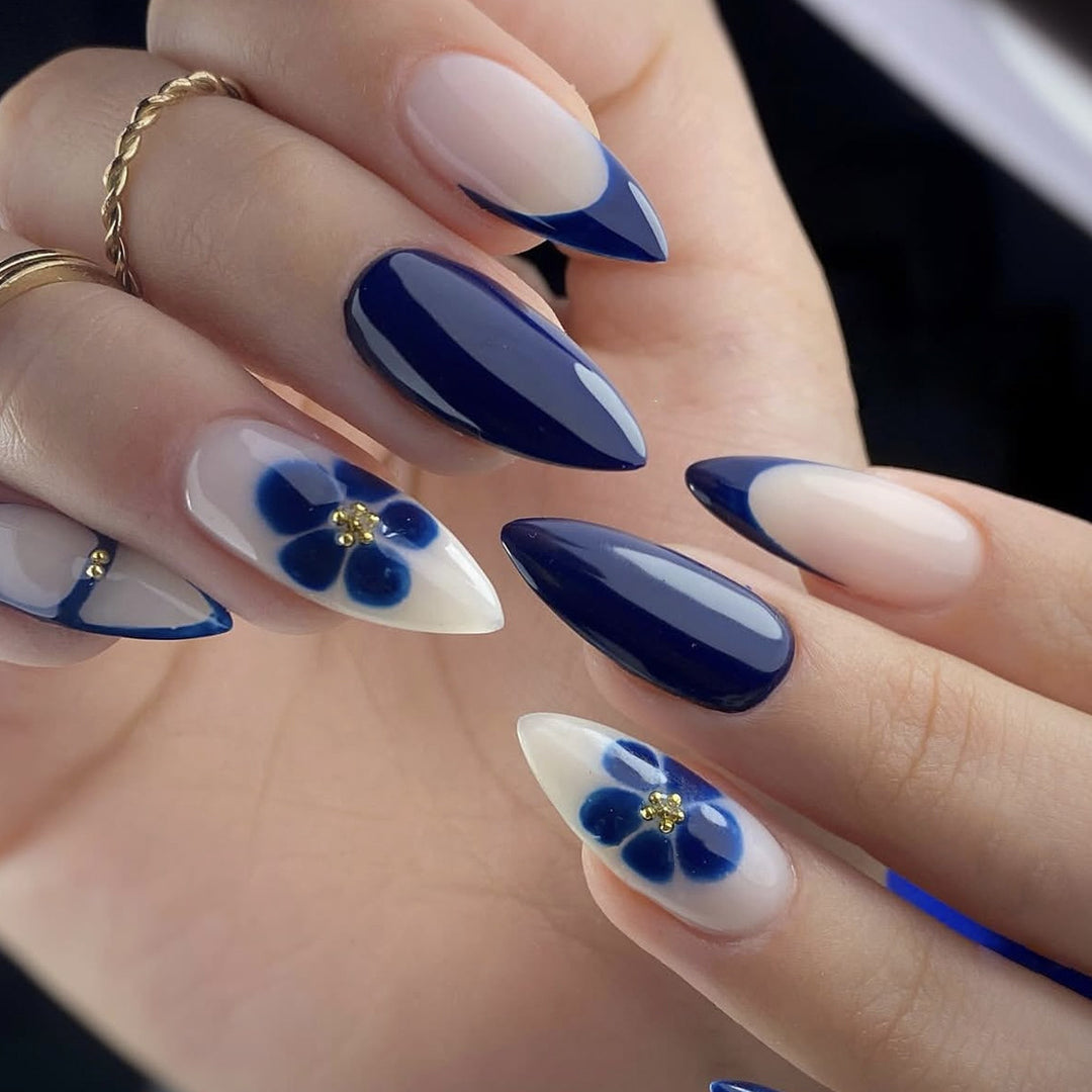 Decorative Floral Accent Stiletto Nail Art Extensions Kalsten