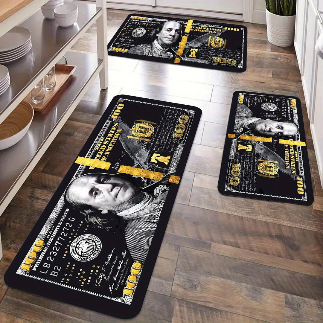 Money-Themed Anti-Fatigue Kitchen Mat
