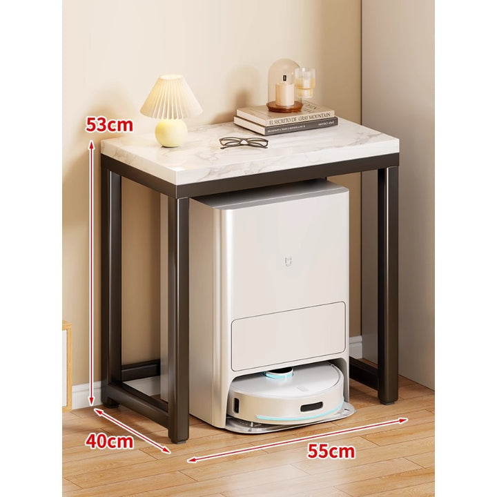 Marble Top Gold Metal Console Stand for Robot Vacuum Dock and Entryway Organizer