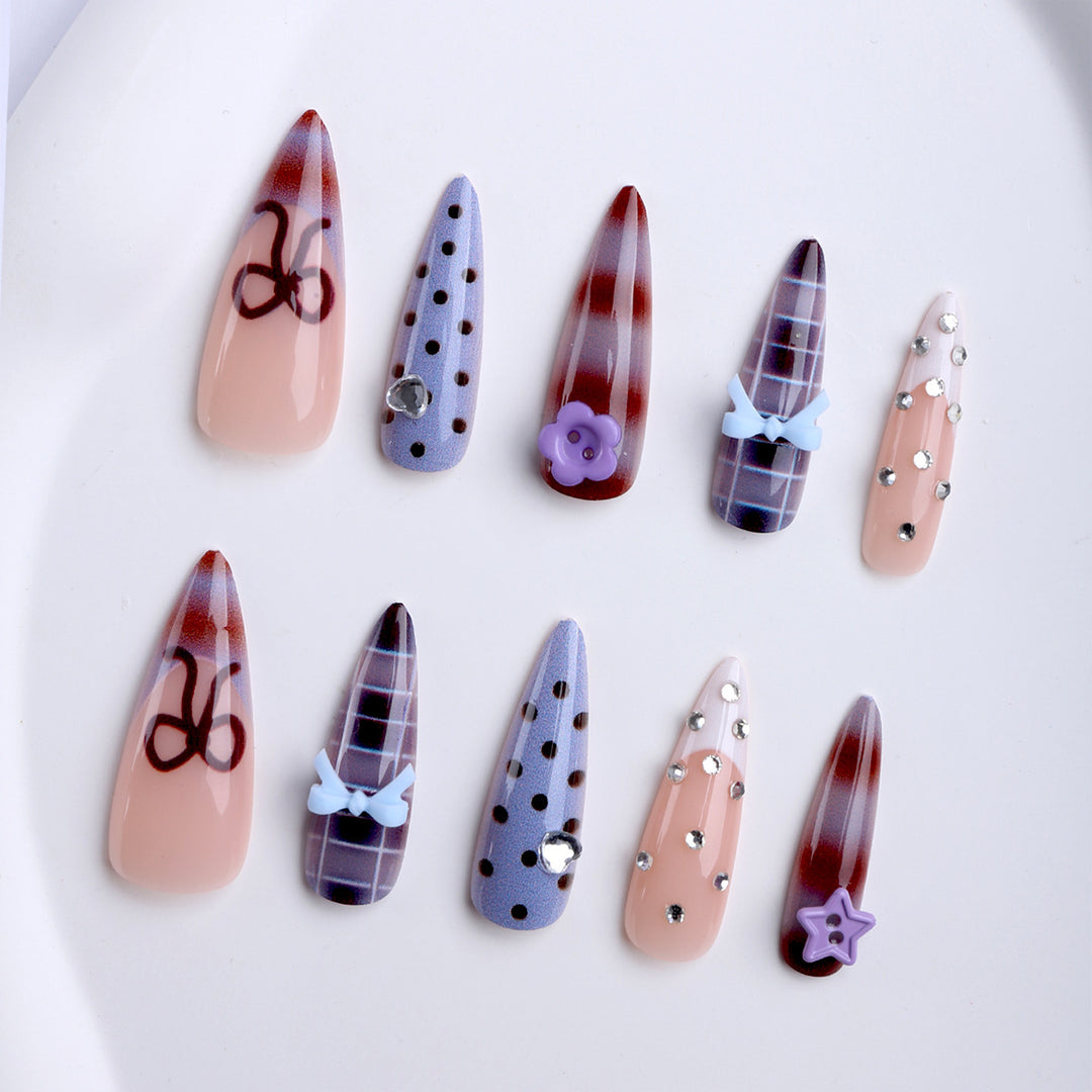 Artificial nails with creative 3D design and playful accents Kalsten