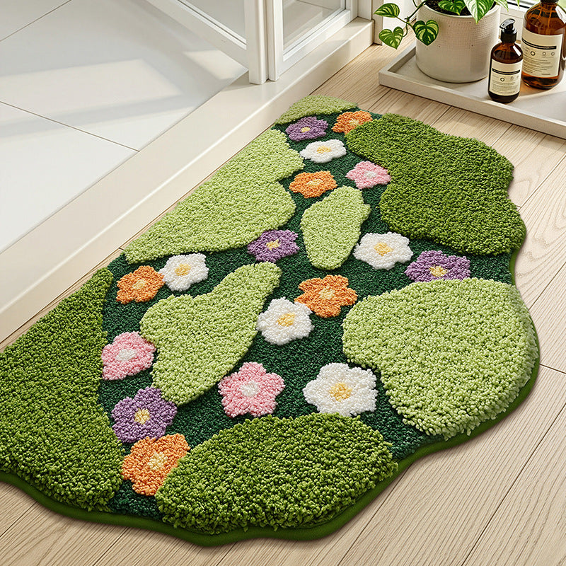 Floral Embellished Indoor Bath Mat Kalsten