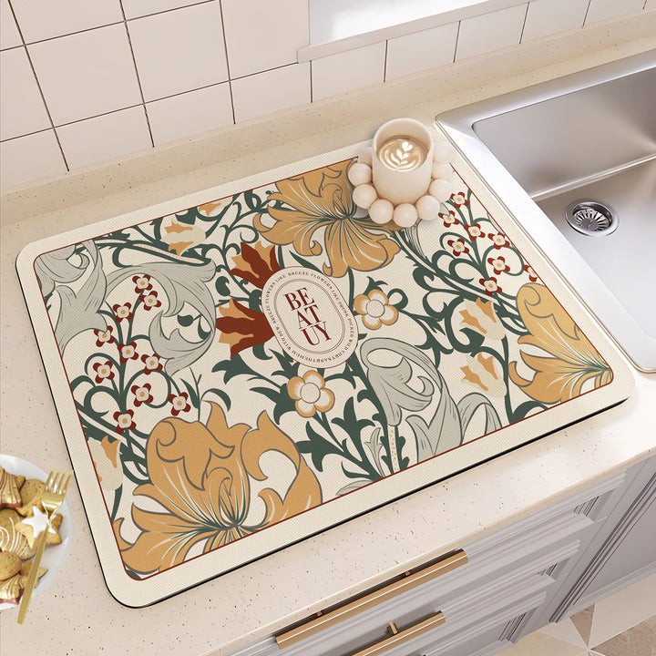 Decorative Floral Kitchen Counter Mat