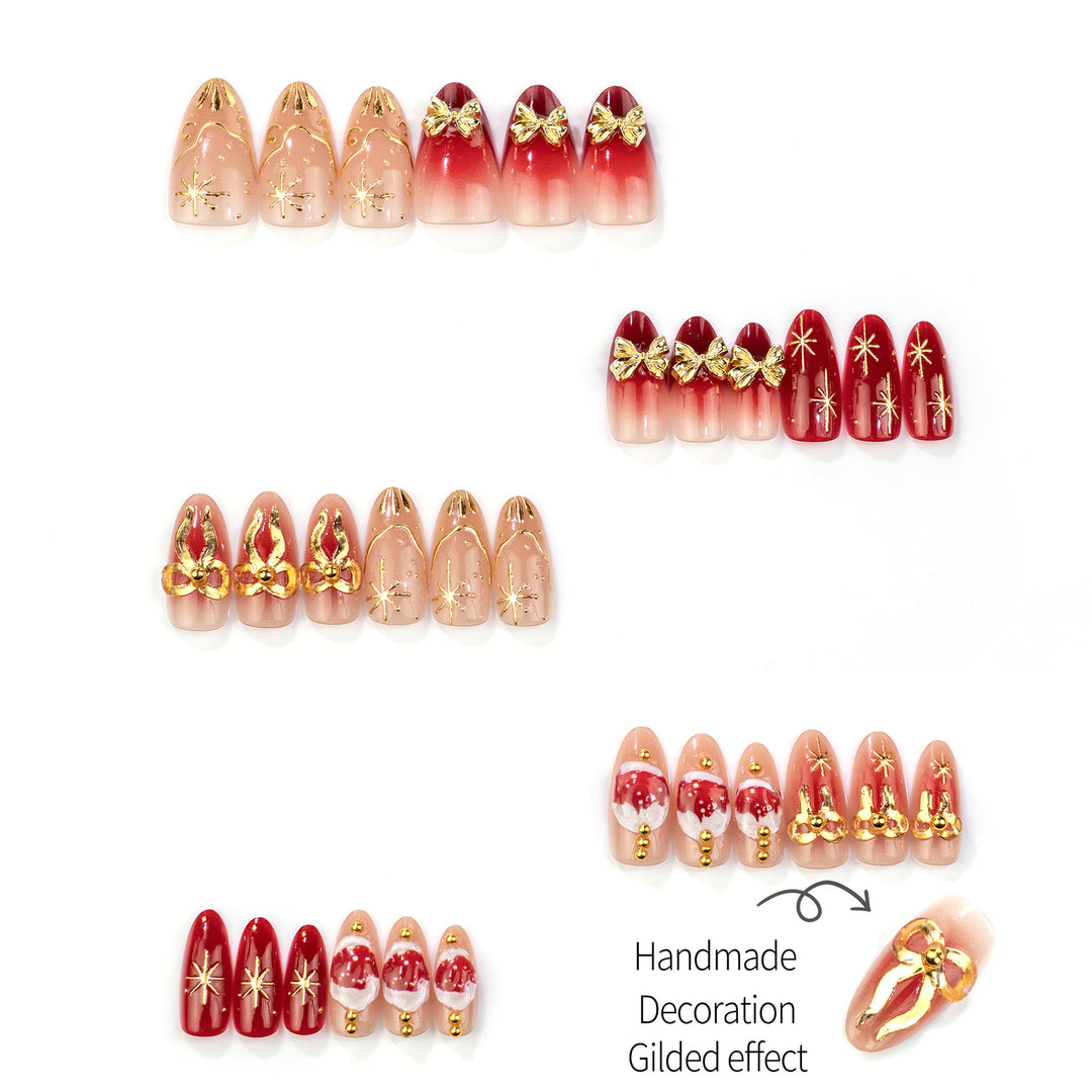 Festive Christmas-Themed Press-On Nail Art Set 1790738583