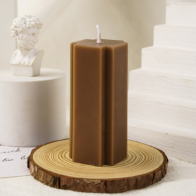 Hand-Poured Geometric Fluted Pillar Candle