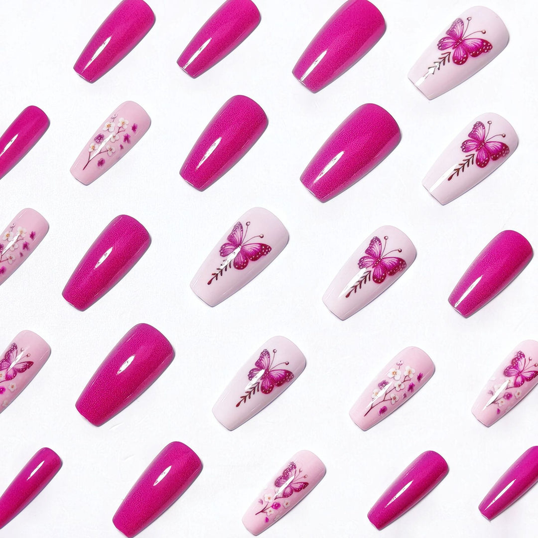 Glittering artificial nails with butterfly motif Kalsten