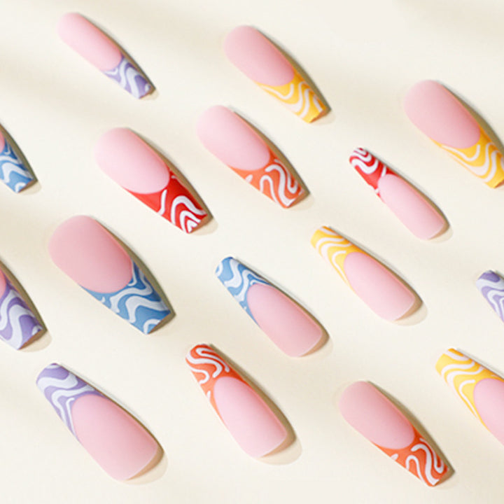Artful Nail Extensions with Modern Color Pattern Kalsten
