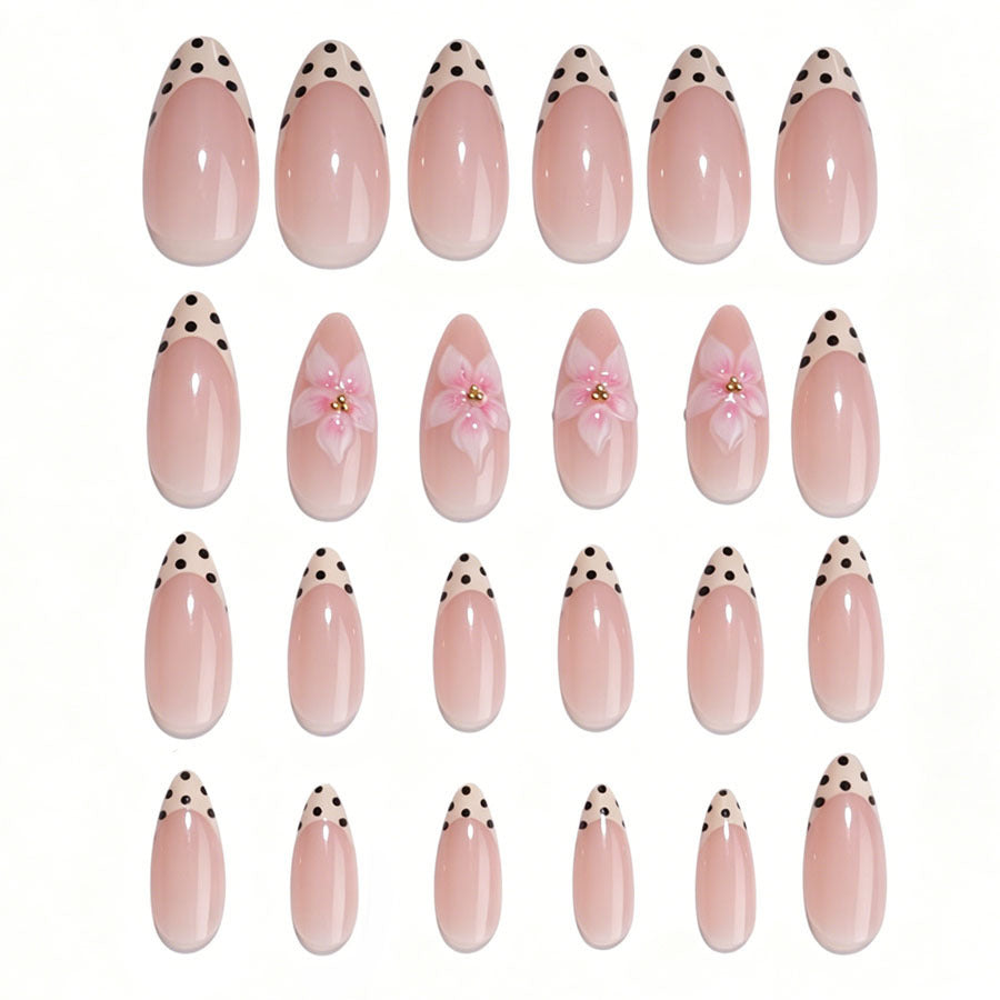 Acrylic nail set with floral accents and dots Kalsten