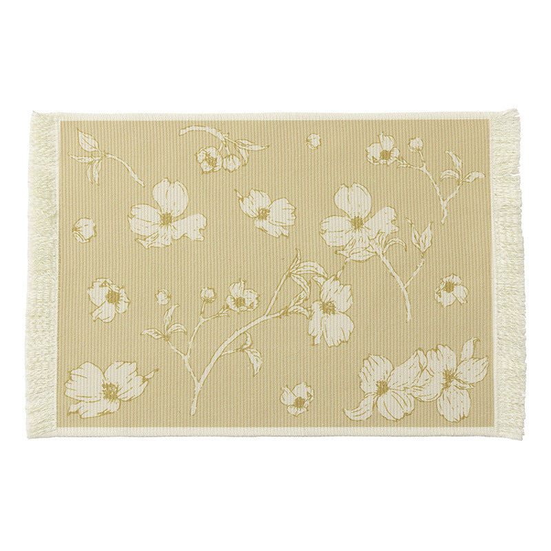 Floral woven bath mat with decorative fringes Kalsten