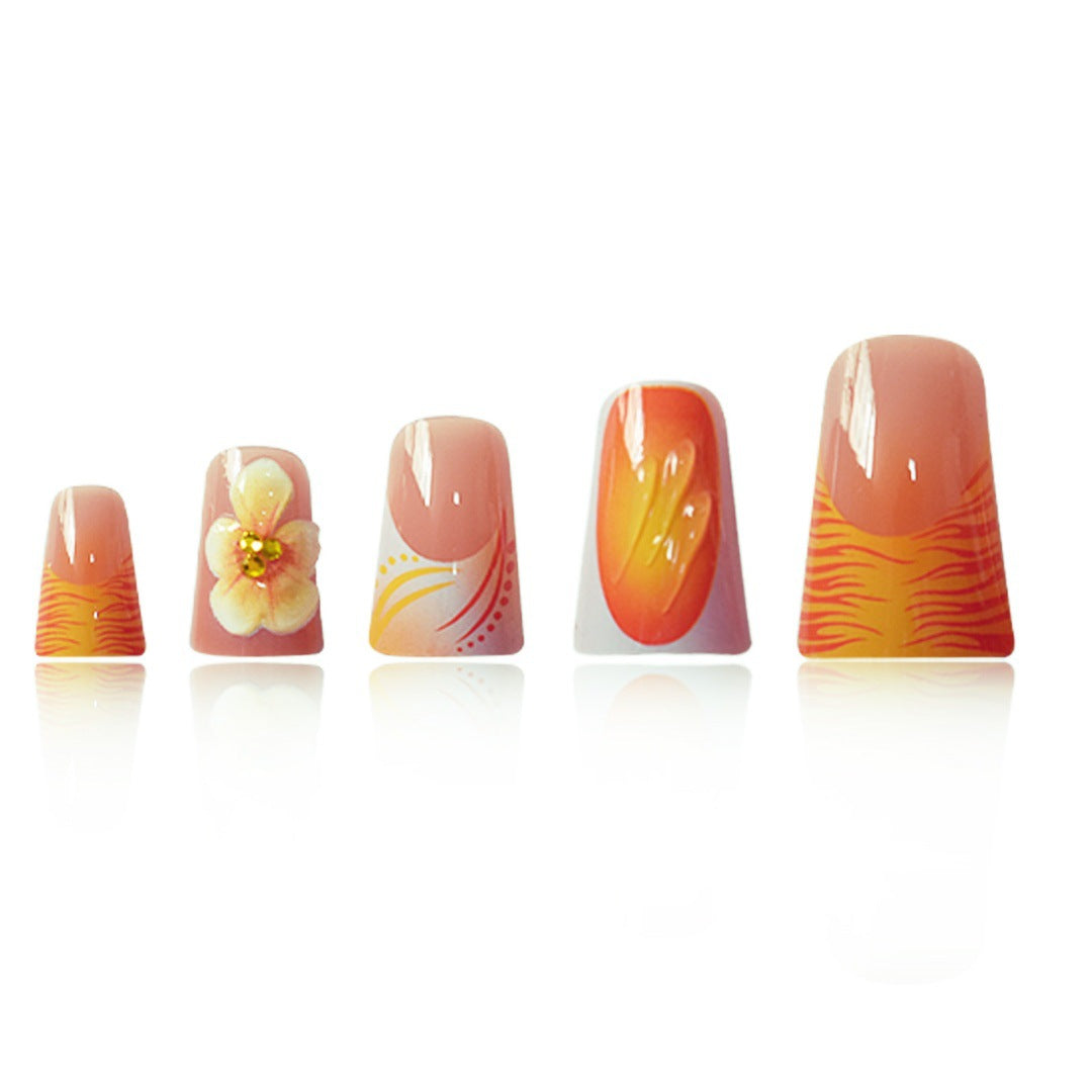 Artistic Floral Press-On Nails Set Kalsten