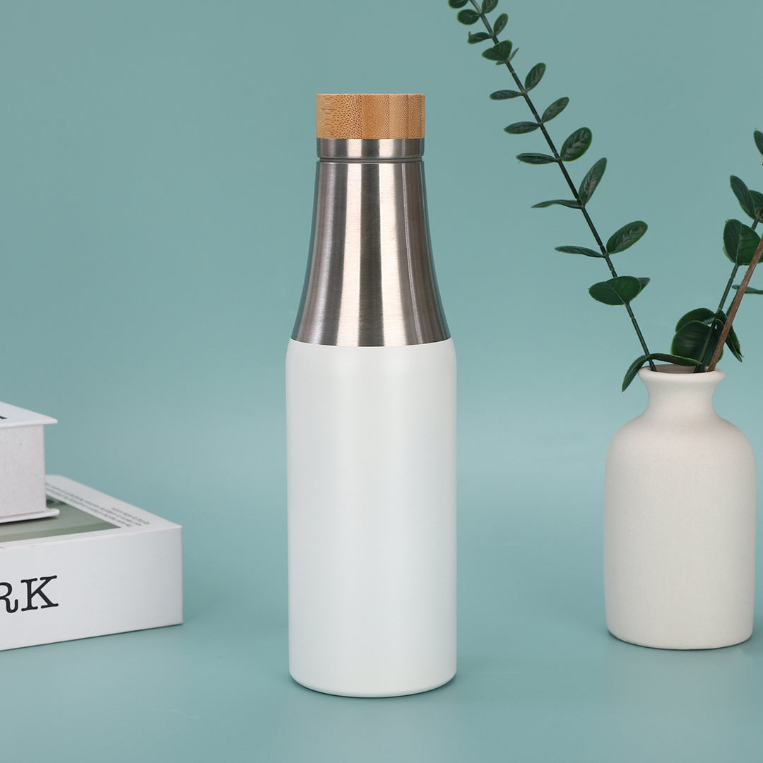 Women's stainless steel insulated drinking bottle with bamboo lid Kalsten
