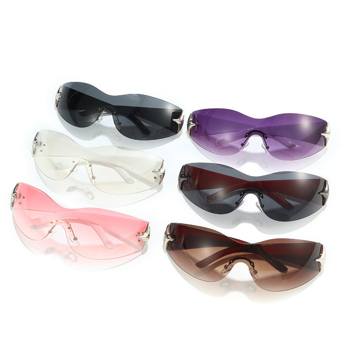 Futuristic Shield Sunglasses with Metallic Accents Kalsten