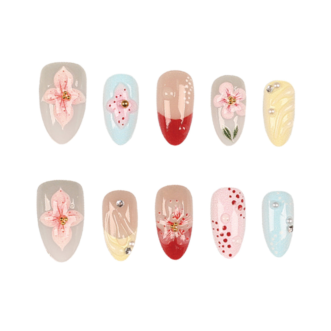 Artistic Floral Press-On Nail Set