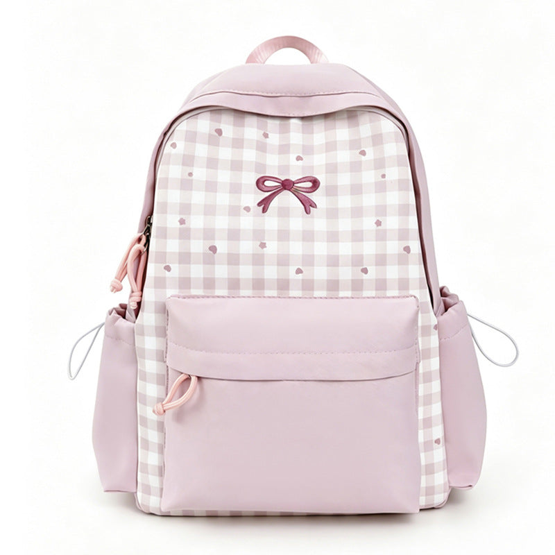Checked Patterned School Backpack Kalsten