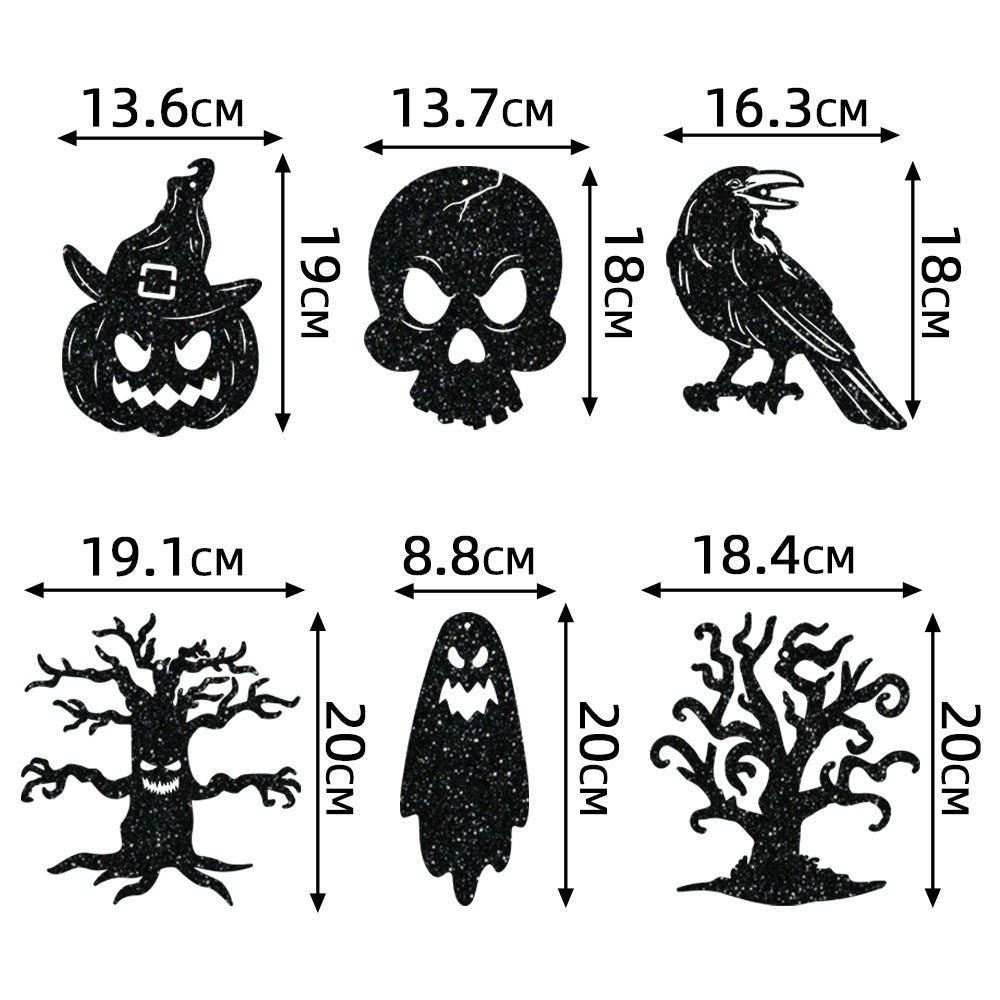 Multi-Part Hanging Halloween Decoration Set with Glitter Silhouettes