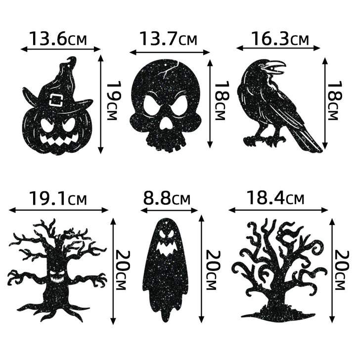 Multi-Part Hanging Halloween Decoration Set with Glitter Silhouettes
