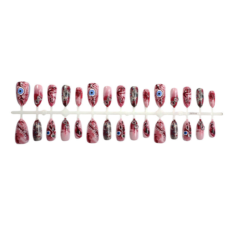 Artistic Theme Press-On Nails Set with Unique Design Elements kalsten