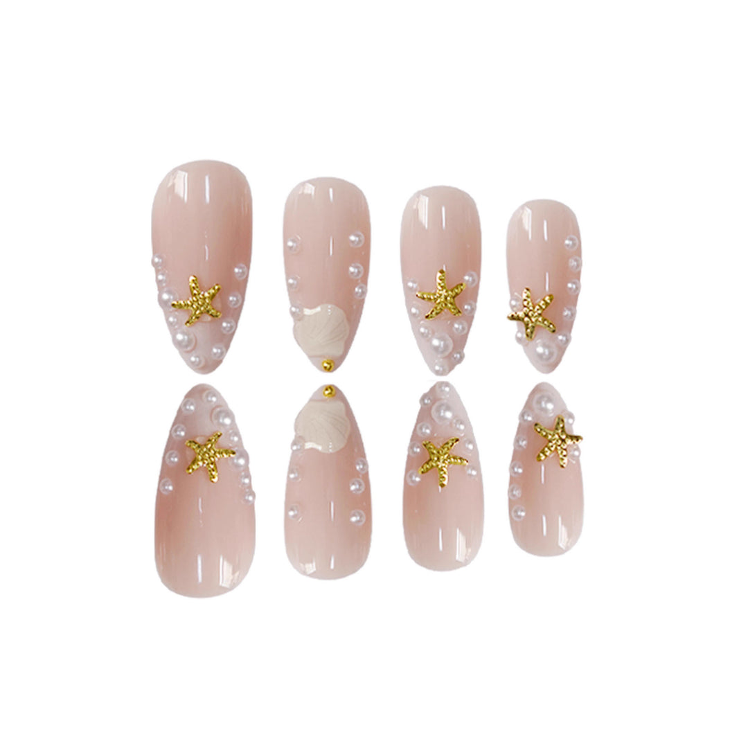 Artistic Shell-Inspired Press-On Nail Art Kalsten