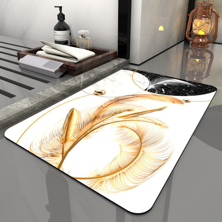 Round Floral Patterned Area Mat